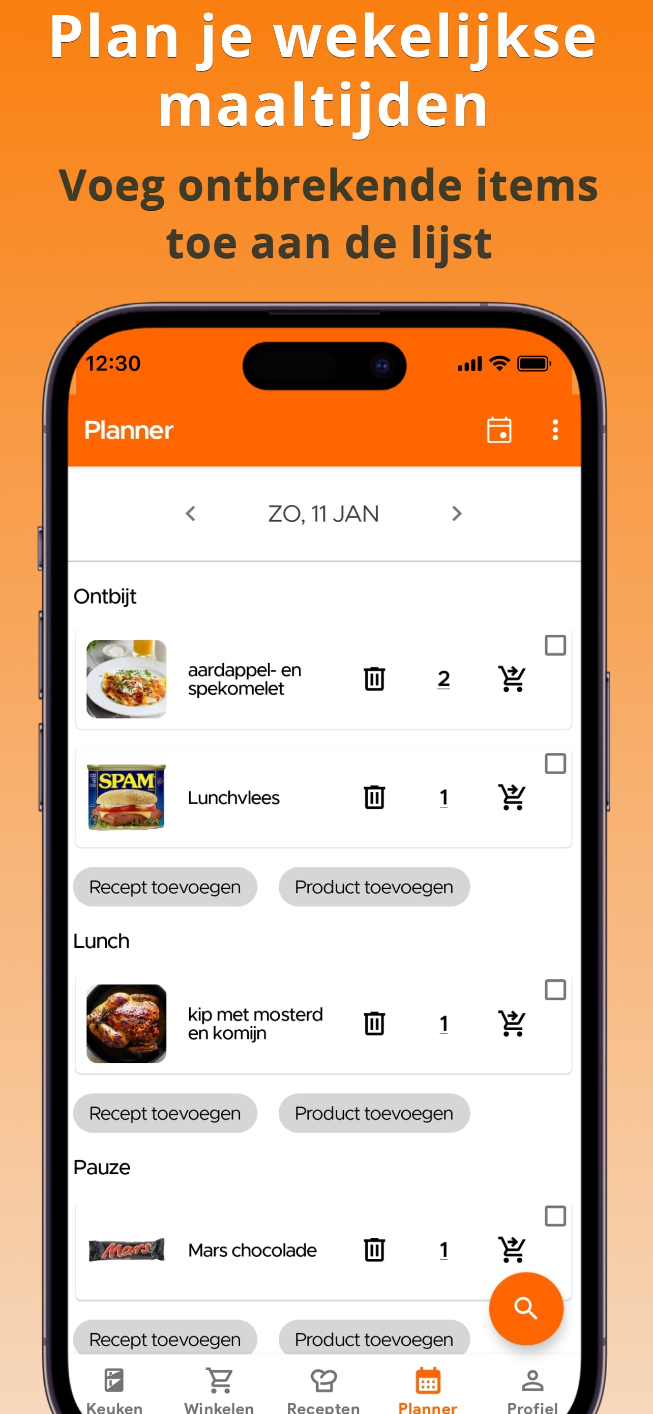 Meal Planner Calendar View